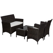 Outsunny Salotto da Esterno Set 4 Pzi:1 Divano/2 Poltrone/1 Tavolino, Mobili Giardino in Rattan, Nero e Bianco