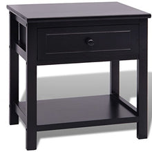 Comodino con Cassetto, Comodino in Legno, Comodini da Notte con Cassetto e Ripiano Organizzatore da Letto Comodini da Salotto, per Camera Da Letto, Moderno, Nero, 40x29x42cm