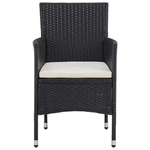 SKM Set Mobili da Pranzo per Giardino 3 pz Nero Polyrattan e Vetro