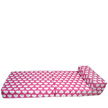 Divano letto singolo pieghevole a Z letto futon per adulti e bambini letto supplementare per pigiama party, lettino pieghevole con materasso a Z – cuori rosa