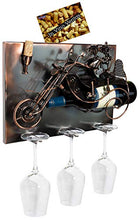 Brubaker portabottiglie Vino Coppia su Una Moto - Wall Art Picture Metal - con 3 portabicchieri - Incluso Biglietto di Auguri per Regalo Vino