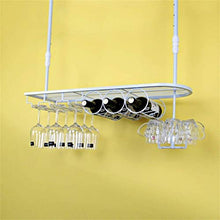 Portabottiglie in stile europeo a soffitto in stile europeo Portabottiglie da vino in metallo Calice in ferro Portabicchieri da vino a sospensione Portabicchieri a testa in giù Bianco, Dimensioni: L