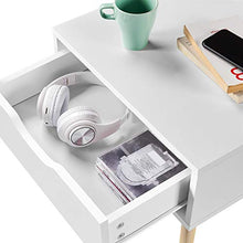 Yaheetech Set 2 Comodino Camera da Letto Bianco Comodino con Cassetto Gambe in Legno Mobiletto Organizzatore da Letto 48,5 x 41 x 57,5 cm Tavolini d'Appoggio Tavolino Lato Moderno da Divano Salotto