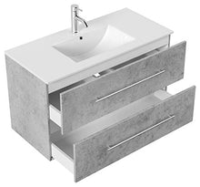 Set di mobili da bagno Firenze 100 (4 parti/B) grigio cemento e specchio a LED