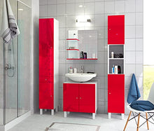 Berlioz Creazioni Mobile con specchio, MDF, Rosso, 60 x 60 cm