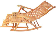 Sedia a dondolo in bambù – reclinabile ergonomica, in legno, per giardino, patio, piscina, sauna, 200 kg
