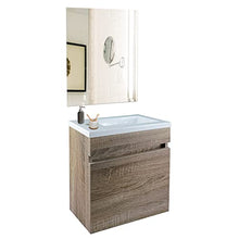STARBATH PLUS - Set di mobili da bagno sospesi in MDF con lavabo in resina e specchio - Lavabo sospeso - Mobili da bagno con lavabo - 40 x 22 cm