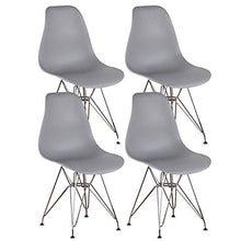 INJOY LIFE - Set di 4 sedie da pranzo moderne con gambe in metallo, sedie in plastica, per ufficio, salotto, cucina, camera da letto, colore: grigio