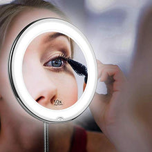 Flessibile a collo di cigno 11.5' 10 X Ingrandimento Led Illuminato Specchio Circolo Illuminato 10x