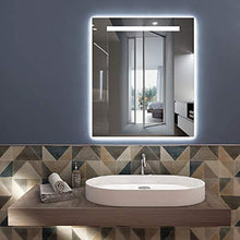 styleglass Specchio da Bagno Rettangolare Personalizzabile Mogan 60 x 70 cm, Kit Fissaggio Murale Incluso, Grado di Protezione IP20 Retroilluminato solo nella parte sabbiata