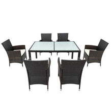 Amity Set di mobili da giardino in rattan sintetico con 6 sedie e tavolo da giardino, mobili da giardino, set da giardino, tavolo e sedie (marrone)