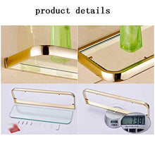 DNSJB Mensola in Vetro temperato, mensola Bagno, Porta Trucco Completo in Rame, Imitazione Antico scaffale monostrato Mensola Bagno in Oro Rosa, 20 '' × 5,9 ''