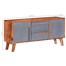 FAMIROSA Credenza Grigia 120x30x55 cm in Legno Massello di Sheesham