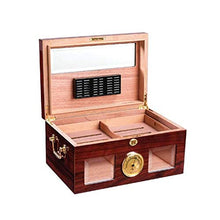 YAeele. Cigar Box, Naturale Cedar Cigar Humidor Viaggio Portatile Cigar Box in Grado di memorizzare 100 sigari, Cigar Humidor for sigari e Accessori for sigari - Red Pine Grano Good Mood, Good Life