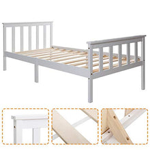 Letto singolo in legno di pino massiccio, con rete a doghe e testiera, 90 x 200 cm, colore: bianco