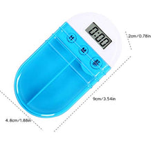 Oyria - Scatola portapillole elettronica digitale portatile con timer/smart promemoria, allarme, dispenser per pillole con 2 scomparti