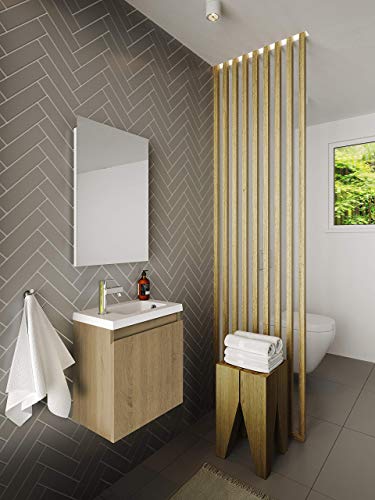Allibert Mobili da Bagno Set Sottopensile 40 cm Lavabo Specchio Pre-assemblati senza Maniglie