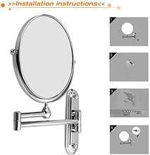 WISFOR Specchio da Parete Trucco Bagno con Ingrandimento 10X, Specchio Ingranditore da parete Specchio Tondo in Acciaio Inox Specchio Ingranditore Bagno Double Face Estensibile 360°Girevole