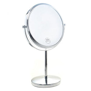 TUKA Specchio Bagno per Trucco 10X Ingranditori, 8" Doppio Specchio Cosmetico con Piedistallo, ø 20 cm Specchio da Tavolo per Trucco e Rasatura, 2 Facciate Vanity Mirror, Cromato, TKD3108-10x