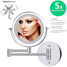 LZNAN - Specchio da trucco a LED doppio, diametro 6,7 pollici, 1 x 5 x regolabile, montaggio a parete regolabile a 360 gradi