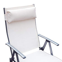 miozzi Lettino da Giardino Piscina Pieghevole Schienale Regolabile Crema Bianco 180x63.5x65 cm