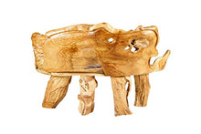 Windalf - Panchina da giardino rustica, 154 cm, con tartarughe portafortuna, realizzata a mano, in legno di radice