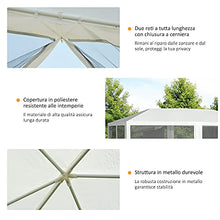 Outsunny Tenda Gazebo da Giardino Pieghevole con Zanzariera Rimovibile in Metallo e PE, 595x295x255cm Bianco