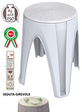 SF SAVINO FILIPPO Sgabello Sedia girotondo Girevole in Dura Resina di plastica Bianco per Bagno casa poggiapiedi Pouf
