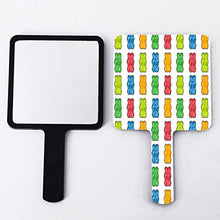 Specchio a mano, arcobaleno gommoso orsi quadrati palmare specchio con maniglia per trucco casa salone di viaggio uso 9 cm L x 16 cm L