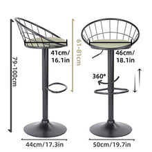 GOLDFAN Set di 2 Sgabelli da Bar Sedia da Cucina Altezza Regolabile Girevole a 360° con Schienale,Verde