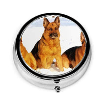 Scatola rotonda per medicina portatile, mini pillole in metallo, dispenser per pillole tascabili, borsa da viaggio, regalo per cani, pastore e neve
