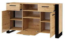 BIM Furniture Cassettiera Nuka C 155 cm credenza Highboard Armadio in rovere artigianale nero