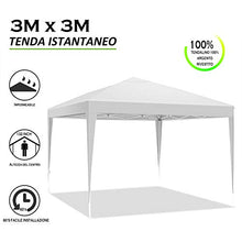 YUEBO Gazebo Richiudibile 3x3 m Pieghevole a Fisarmonica Gazebo Pieghevole Impermeabile Tendone da Esterno Tenda con Sacca