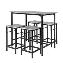 SoBuy Set 5 Pezzi Tavolo con 4 sgabelli Mobile Bar per casa Stile Industriale Grigio, L100*P60*A87cm, OGT11-HG