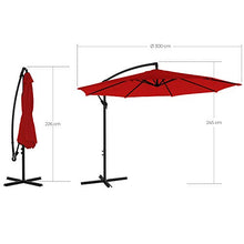 SONGMICS Ombrellone da Giardino Decentrato con Base, Ombrellone da Terrazzo Ø 3 m, Manovella per Apertura e Chiusura, Parasole con Protezione UPF50+, Giardino Terrazzo Cortile, Rosso GPU016R01