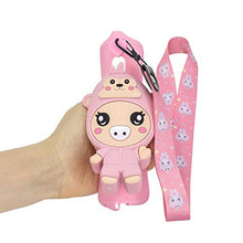 Artfeel Portafoglio Cover per Samsung Galaxy J3 2017/J330,Carino 3D Cartoni Animati Morbido Silicone TPU Custodia con Cerniera Tasca e Cinturino Cordino al Collo Caso,Maiale Rosa