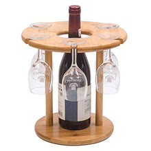 TOPBATHY Porta bicchiere di vino di lusso, portabottiglie di vino in legno massello a testa in giù Portabottiglie a calice appeso con 6 portabottiglie 1 portabottiglie per vino