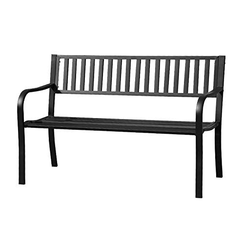 outdoor product Panca da Giardino in Metallo per Esterno，Panchina da Esterno con Schienale E Braccioli,Panca D'ingresso per Esterni con Balcone Decorativo，per Cortile/Portico/Passaggio di Lavoro