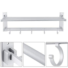 CHHD Portasciugamani, portasciugamani in Alluminio Space Portasciugamani a Doppio Strato con 5 Ganci a Parete antiruggine Porta Asciugamani da Bagno per la casa