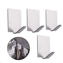 Morbuy Ganci Adesivi, 4 Pezzi Mini Ganci in Acciaio 304 Inox Impermeabile 3M Autoadesivo Gancio Appendiabiti a Parete Porta Portasciugamani Cucina Bagno (4PC Quadrato Stile A)