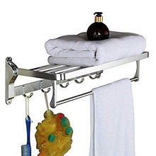 L-YINGZON Asciugamano Rack, Parete rail Bagno cremagliera Bagno cremagliera Rack appendiabiti Irving alluminio ampio spazio pieghevole supporto bagno Mensola bar appeso rack con forniture gancio bagno