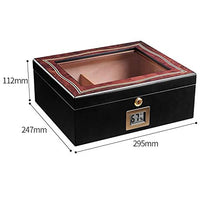 QINJLI Tabletop Cigar Humidor, Cedro e Laccato Cigar Box Sealed Design, igrometro e umidificatore, può Contenere 30-60 Cigar