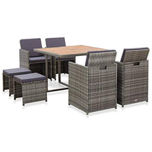 Tidyard 5 pz Set da Pranzo da Giardino in Polyrattan e Acacia,Set mobili da Giardino,Poltrone e Tavolino,Antracite
