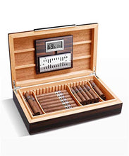 YAeele. Cigar Box, Naturale Legno di Cedro Piano di Vernice costante di Temperatura e umidità Cigar Box, Multi-Zone Bagagli Cigar Humidor Good Mood, Good Life (Colore: Naturale)