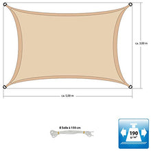 AMANKA UPF50+ Tenda da Sole UV - 3x5 Rettangolo Poliestere Idrorepellente - Vela Protezione Solare