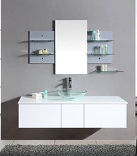 Bagno Italia Mobile Arredo Bagno da 140cm sospeso bianco con lavabo d'appoggio e specchio con mensole Mobili arredi 1 l