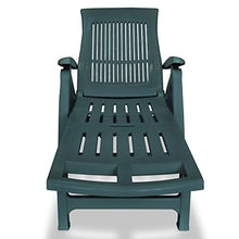 Festnight Lettino Prendisole con Poggiapiedi Pieghevole Portatile in Plastica Bianco/Verde da Giardino Patio Piscina da Campeggio per Esterno
