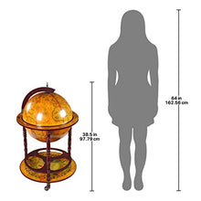Design Toscano Mappamondo - replica italiana del sedicesimo secolo Mobile Bar dotato di rotelle, MDF e legno, seppia, 96,5 cm