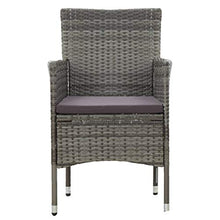 SKM Set Mobili da Pranzo da Giardino 3 pz Grigio Polyrattan Acacia (17.5kg) Grigio-8313