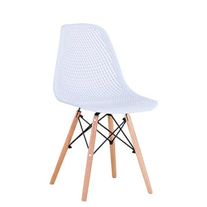 GroBKau - Set di 4 sedie con gambe in metallo, per sala da pranzo, soggiorno, colore: bianco